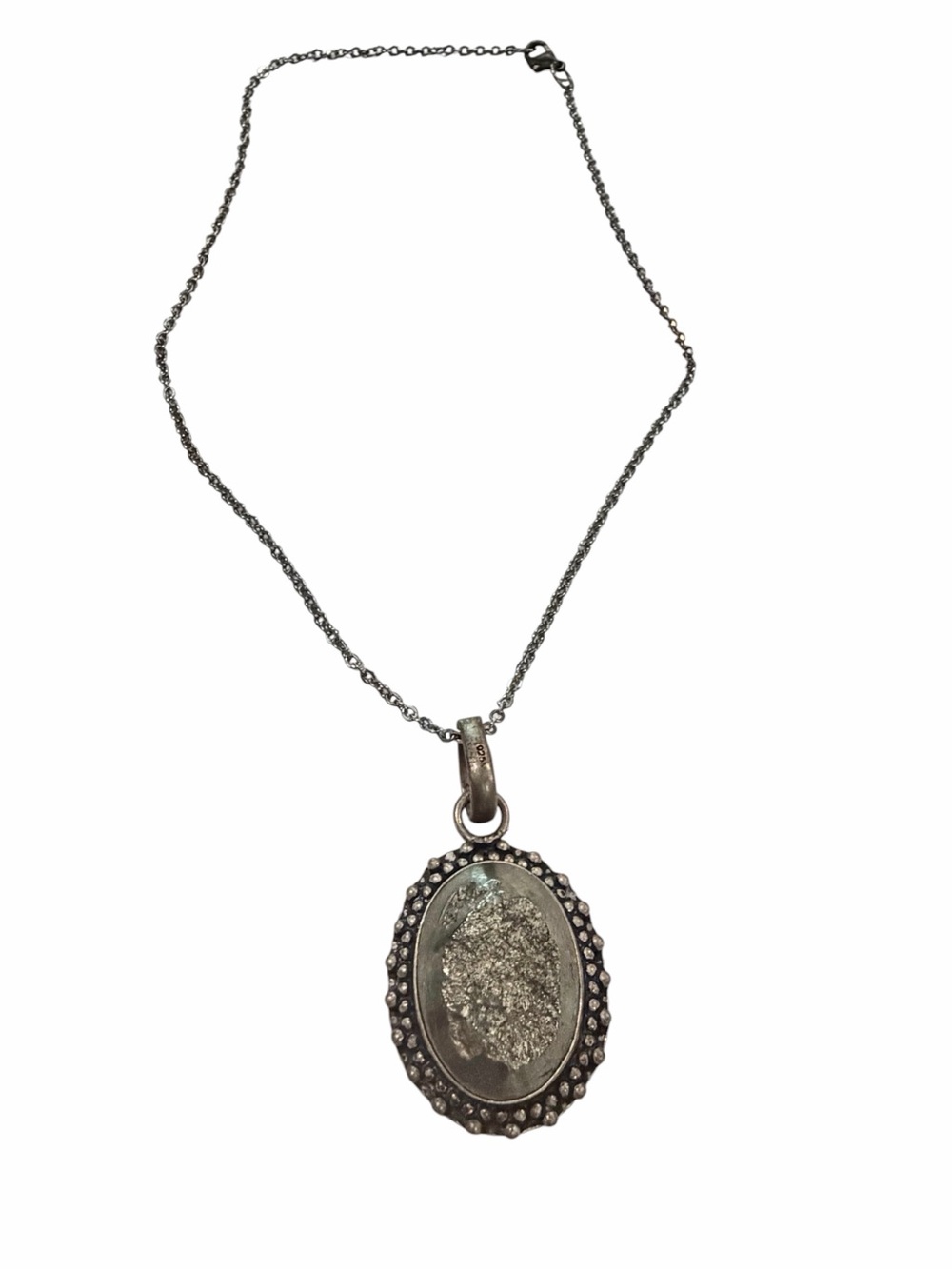 Genuine Pyrite Druzy Silver Pendant Necklace • Solid 925 Sterling Silver 16”